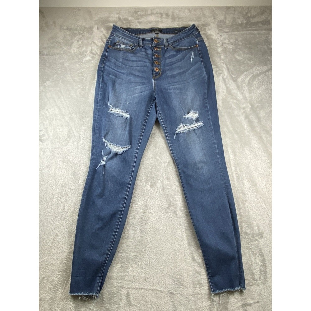 Judy Blue Jeans Women's 16W Skinny Fit Distressed Button Fly JB82246DKPL
